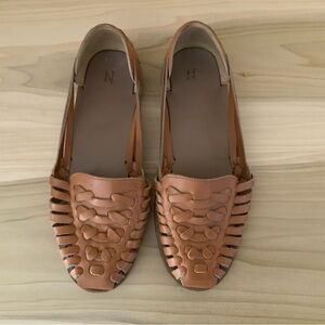 Women’s Nisolo Huarache Almond Leather Woven Slip-On Flat Sandals